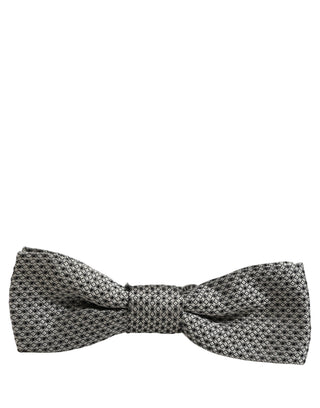 Men Gray Silk Patterned Adjustable Neck Papillon Bow Tie