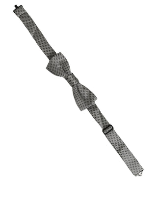 Men Gray Silk Patterned Adjustable Neck Papillon Bow Tie