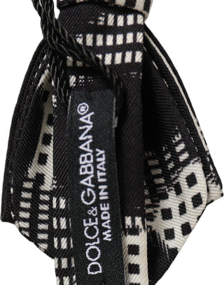 Dark Gray White Checkered Adjustable Neck Papillon Bow Tie