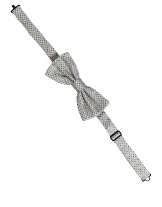 Men Black Gray Polka Dot Adjustable Neck Papillon Bow Tie
