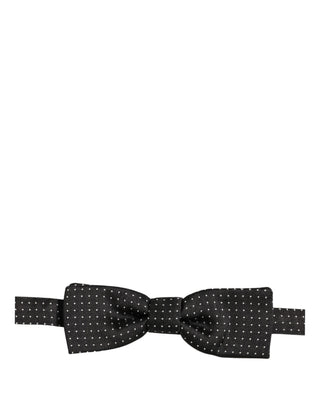 Black White Polka Dot Adjustable Neck Papillon Bow Tie