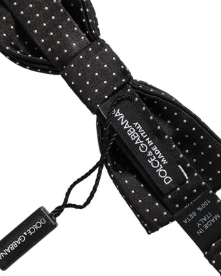 Black White Polka Dot Adjustable Neck Papillon Bow Tie