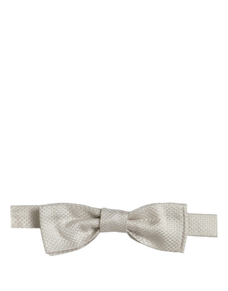 Men White 100% Silk Adjustable Neck Papillon Bow Tie