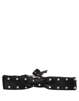 Black White Polka Dot Adjustable Neck Papillon Bow Tie