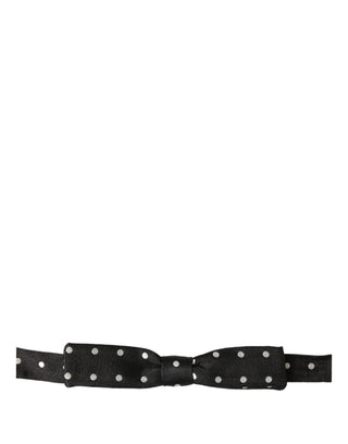 Black White Polka Dot Adjustable Neck Papillon Bow Tie