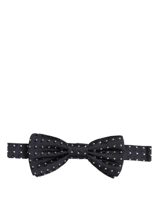 Dark Blue White Polka Dot Adjustable Neck Papillon Bow Tie