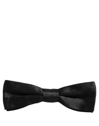 Men Black Floral Silk Adjustable Neck Papillon Bow Tie