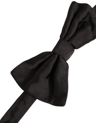 Men Black 100% Silk Adjustable Neck Papillon Bow Tie