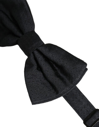 Men Black 100% Silk Adjustable Neck Papillon Bow Tie