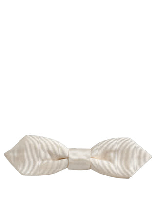 Men White 100% Silk Adjustable Neck Papillon Bow Tie