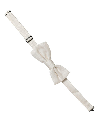 Men Off White Silk Adjustable Neck Papillon Bow Tie
