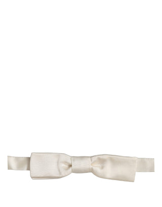 Men White 100% Silk Adjustable Neck Papillon Bow Tie