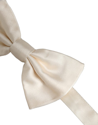 Men White 100% Silk Adjustable Neck Papillon Bow Tie
