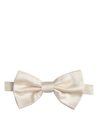 Men White 100% Silk Adjustable Neck Papillon Bow Tie