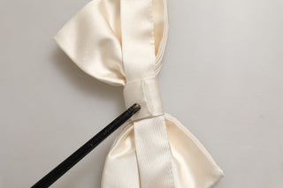 Men White 100% Silk Adjustable Neck Papillon Bow Tie