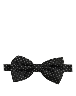 Men Dark Gray Patterned Adjustable Neck Papillon Bow Tie