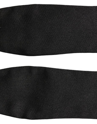 Men Black 100% Silk Adjustable Neck Papillon Bow Tie