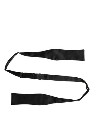 Men Black 100% Silk Adjustable Neck Papillon Bow Tie