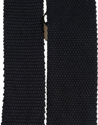 Men Dark Blue 100% Silk Adjustable Men Tied Necktie Tie
