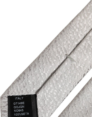 Men Gray 100% Silk Textured Adjustable Tied Necktie Tie