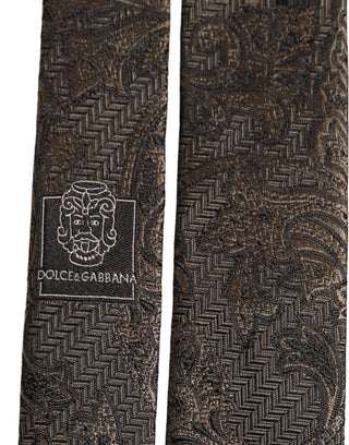 Men Brown Paisley 100% Silk Adjustable Tied Necktie Tie