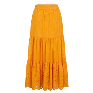 Orange Polyester Women's Skirt