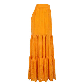 Orange Polyester Women's Skirt