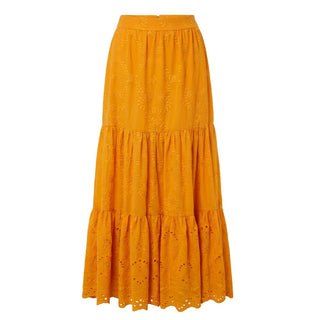 Orange Polyester Women's Skirt