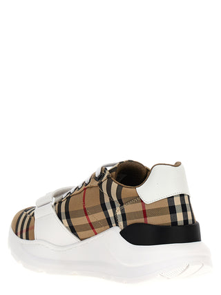 Beige Cotton Athletic Sneakers