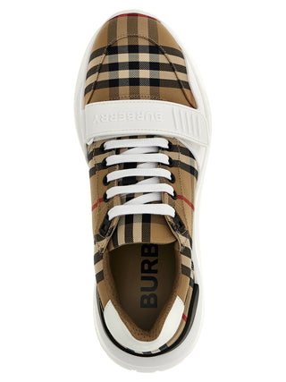 Beige Cotton Athletic Sneakers