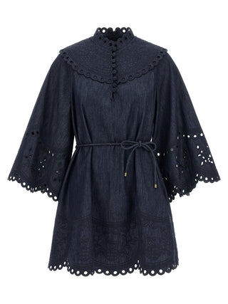 Blue Cotton Short Dress