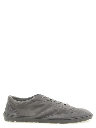 Gray Calfskin Low Top Sneakers
