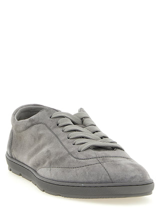 Gray Calfskin Low Top Sneakers