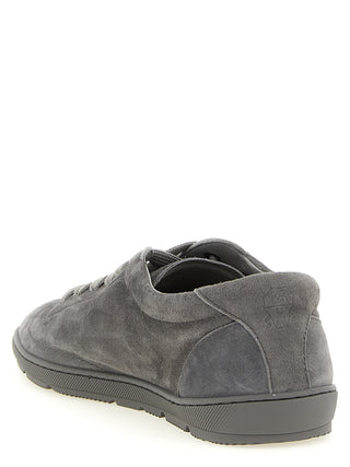Gray Calfskin Low Top Sneakers