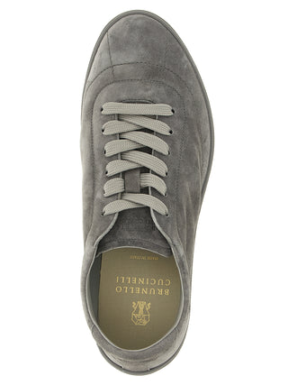 Gray Calfskin Low Top Sneakers