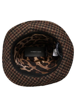 Brown Checkered Wool Tweed Fedora Capello Hats
