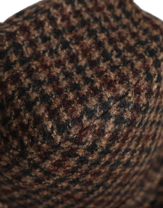 Brown Checkered Wool Tweed Fedora Capello Hats