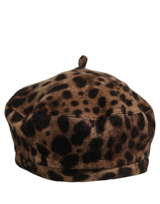 Brown Leopard French Style Beret Capello Hat