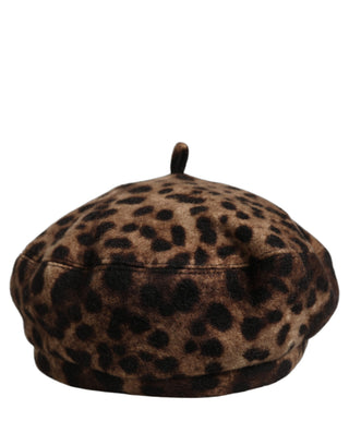 Brown Leopard French Style Beret Capello Hat