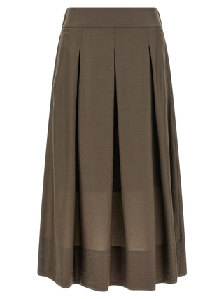 Brown Lycra Midi Skirt