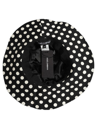 Black White Polka Dot Cotton Bucket Capello Hat