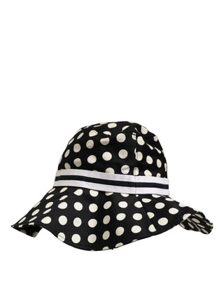 Black White Polka Dot Cotton Bucket Capello Hat