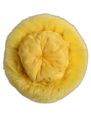 Yellow Fox Fur Womens Bucket Capello Hat