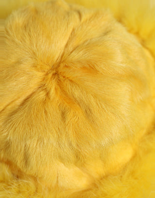 Yellow Fox Fur Womens Bucket Capello Hat