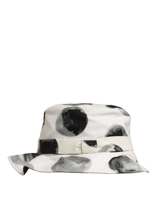 White Cotton Big Polka Dot Pattern Bucket Hat