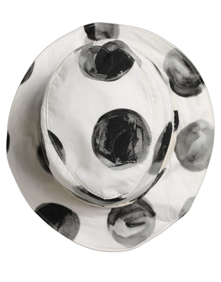 White Cotton Big Polka Dot Pattern Bucket Hat