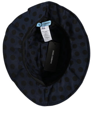 Blue Black Polka Dot Cotton Bucket Capello Hat