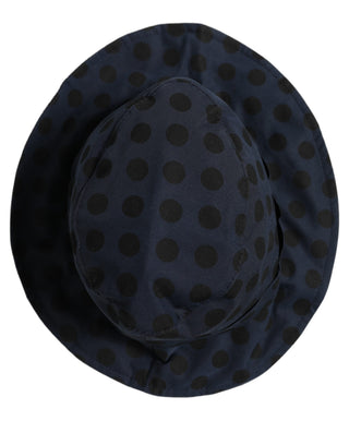 Blue Black Polka Dot Cotton Bucket Capello Hat