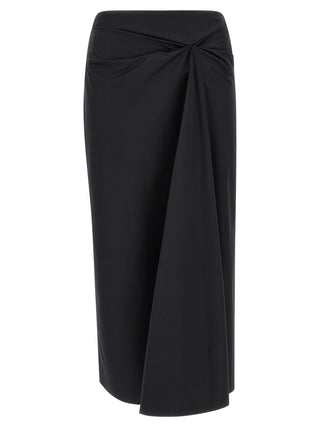 Black Cotton Midi Skirt