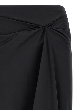 Black Cotton Midi Skirt